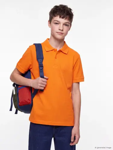 Turuncu Polo Yaka Erkek Çocuk Tişört-T - 1