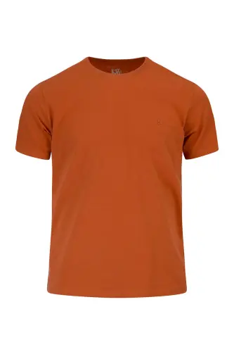 Turuncu Regular Fit Bisiklet Yaka 100 Pamuk Tişört - Turuncu00 - HATEMOĞLU (1)