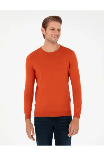 Turuncu Slim Fit Bisiklet Yaka Basic Triko Kazak 50296621-VR051-Turuncu - 1