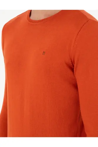 Turuncu Slim Fit Bisiklet Yaka Basic Triko Kazak 50296621-VR051-Turuncu - 7