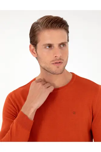 Turuncu Slim Fit Bisiklet Yaka Basic Triko Kazak 50296621-VR051 - Turuncu - PIERRE CARDIN (1)