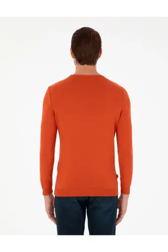 Turuncu Slim Fit Bisiklet Yaka Basic Triko Kazak 50296621-VR051 - Turuncu - 5