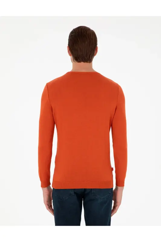 Turuncu Slim Fit Bisiklet Yaka Basic Triko Kazak 50296621-VR051 - Turuncu - 5