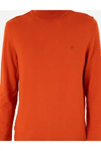 Turuncu Slim Fit Yarım Balıkçı Yaka Basic Triko Kazak 50296614-VR051 - Turuncu - 6