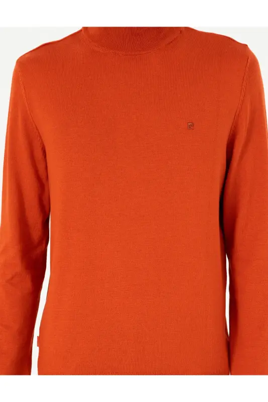 Turuncu Slim Fit Yarım Balıkçı Yaka Basic Triko Kazak 50296614-VR051 - Turuncu - 6