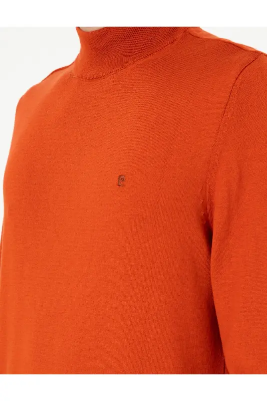 Turuncu Slim Fit Yarım Balıkçı Yaka Basic Triko Kazak 50296614-VR051 - Turuncu - 7