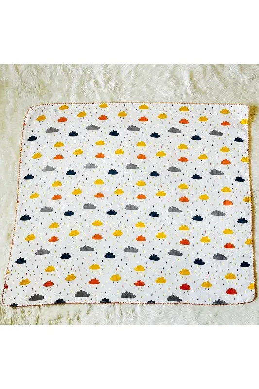 Turuncu Yağmur Damlası Müslin Bebek Kundak Battaniye-Renkli - 3
