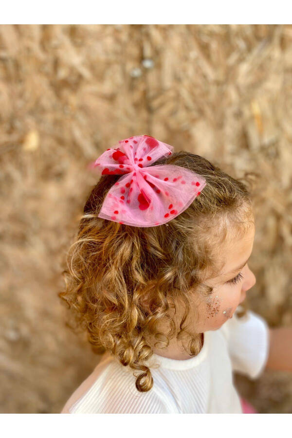 Tutu Skirt with Ribbon Bow, Candy Pink Heart - 3