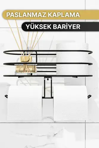 Tuvalet Kağıtlığı Yapışkanlı Wc Kağıdı Peçetelik Hazneli Tuvalet Kağıdı Organizeri Banyo Düzenleyici - 2