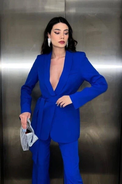 Tuxedo Blazer Jacket Wide Leg Trousers Set - 10