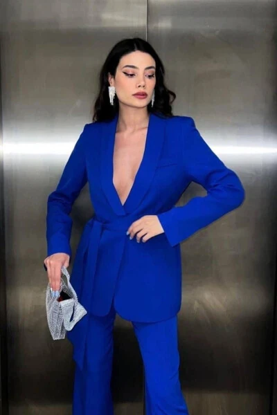 Tuxedo Blazer Jacket Wide Leg Trousers Set - 5