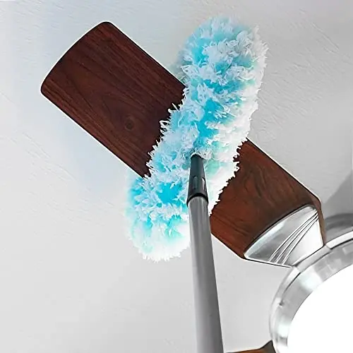 Fuller Brush Fuzzy Fan Duster – Dust & Clean Ceiling Fans, Walls, Woodwork – Polystatic & Microfiber Grabs & Holds Dust, Lint, Cobwebs & Dirt - Fan Duster with Handle (Teal) - 2