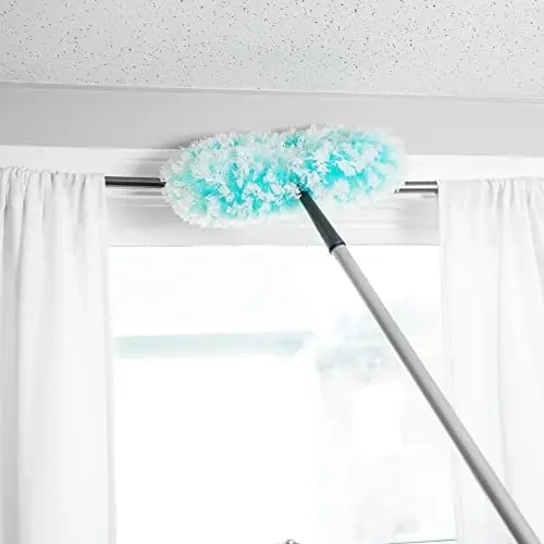 Fuller Brush Fuzzy Fan Duster – Dust & Clean Ceiling Fans, Walls, Woodwork – Polystatic & Microfiber Grabs & Holds Dust, Lint, Cobwebs & Dirt - Fan Duster with Handle (Teal) - 4