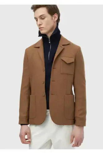 Tuya junli tekis ko'ylak, yelkali, ingichka, jun aralash kurtka - 3