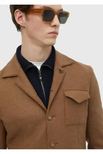 Tuya junli tekis ko'ylak, yelkali, ingichka, jun aralash kurtka - 5