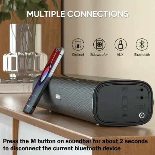 Saiyin Sound Bars for TV, 40 Watts Small Soundbar for TV,Surround Sound System TV Sound Bar Speakers with Bluetooth/Optical/AUX Connection for PC/Gaming/Projectors,17inch- - SAIYIN (1)