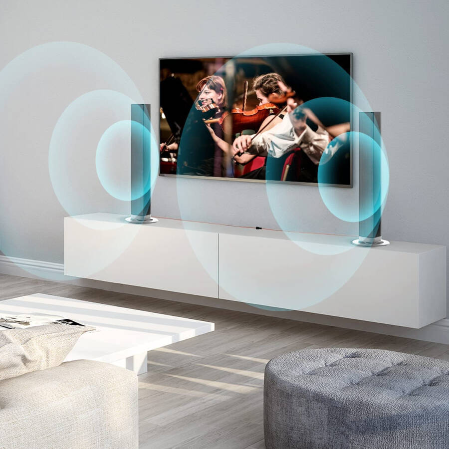 TV Ses Çubukları, TV için Bluetooth Ses Çubuğu, 4 Sürücülü ve Uzaktan Kumandalı 50W TV Ses Çubuğu, ARC/Optik/AUX Bağlantılı Ev Ses Sistemi TV Hoparlörü Ses Çubuğu - 6