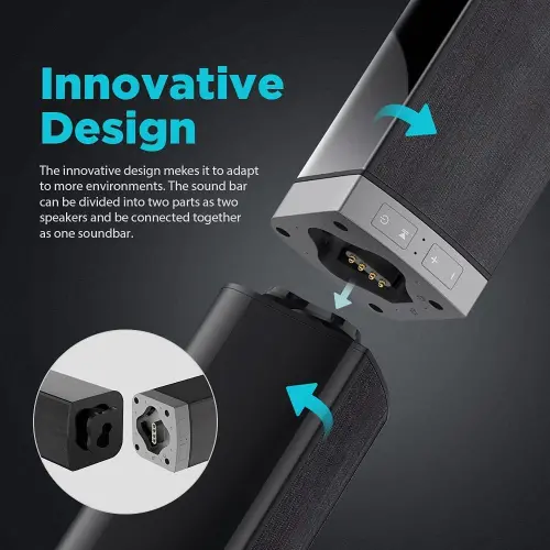 Bluetooth Sound bar for TV, 50W Sound Bar with 4 Drivers and Remote Control, Home Audio TV Speakers Sound Bar with Arc/Optical/AUX Connect - 4