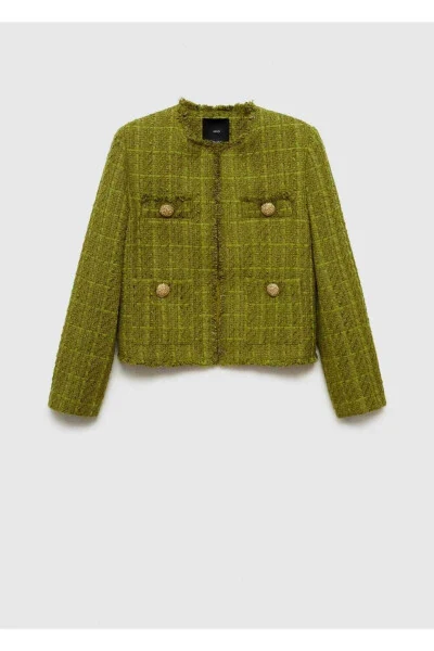 Твидовый пиджак со стразами - 3