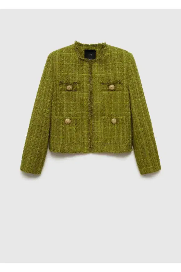 Твидовый пиджак со стразами - 3