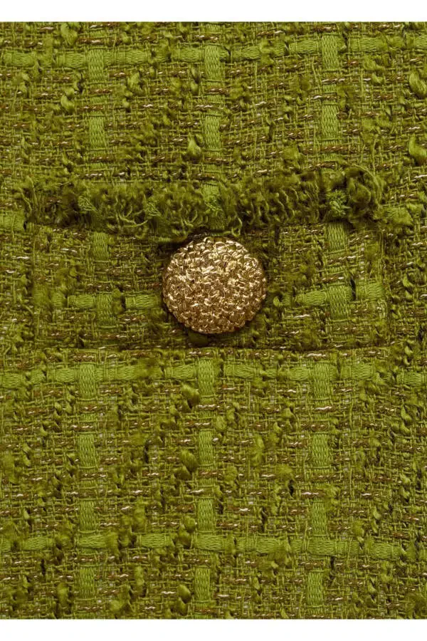 Твидовый пиджак со стразами - 8