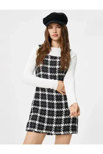 Твидовый Шорты Комбинезон С запахом Спереди Широкие Бретели - Koton (1)