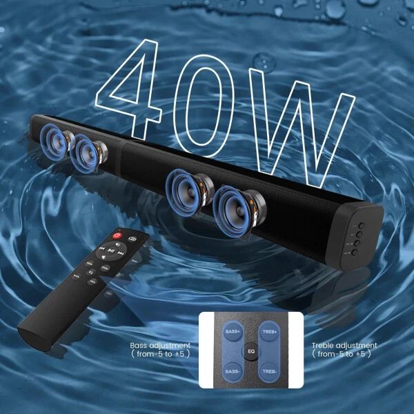 2 in 1 Separable Sound Bars for TV, Bluetooth 5.0 Surround Sound System for TV Wireless Connect, 37 Inch Soundbar for Home Theater, ARC/Optical/USB Cables & Remote TV Speakers, Wall Mountable - CCDES