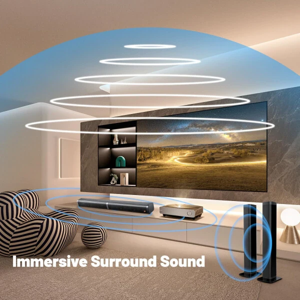 2 in 1 Separable Sound Bars for TV, Bluetooth 5.0 Surround Sound System for TV Wireless Connect, 37 Inch Soundbar for Home Theater, ARC/Optical/USB Cables & Remote TV Speakers, Wall Mountable - CCDES (1)