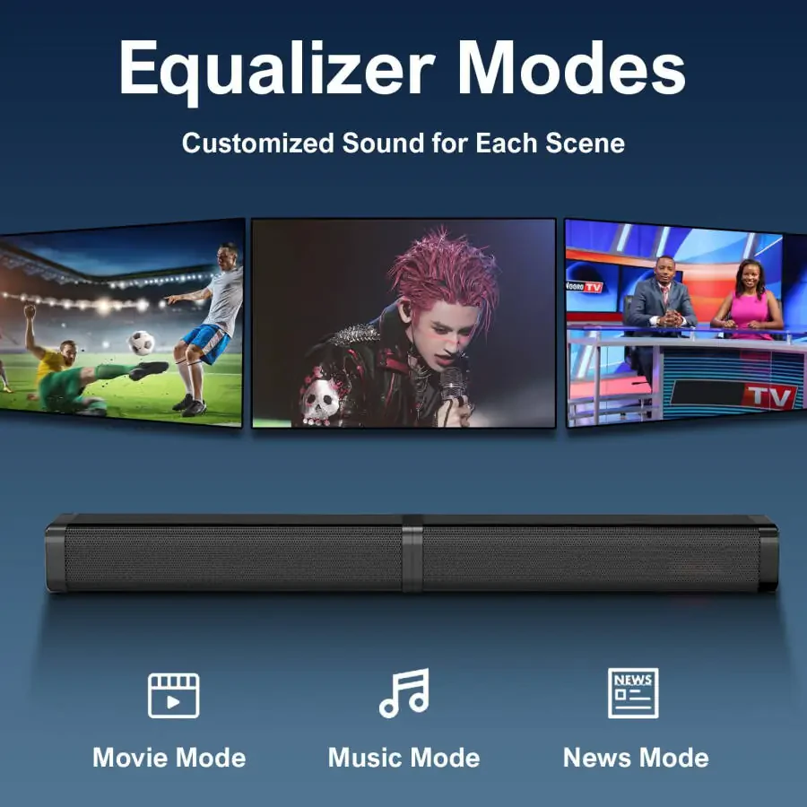 2 in 1 Separable Sound Bars for TV, Bluetooth 5.0 Surround Sound System for TV Wireless Connect, 37 Inch Soundbar for Home Theater, ARC/Optical/USB Cables & Remote TV Speakers, Wall Mountable - 13