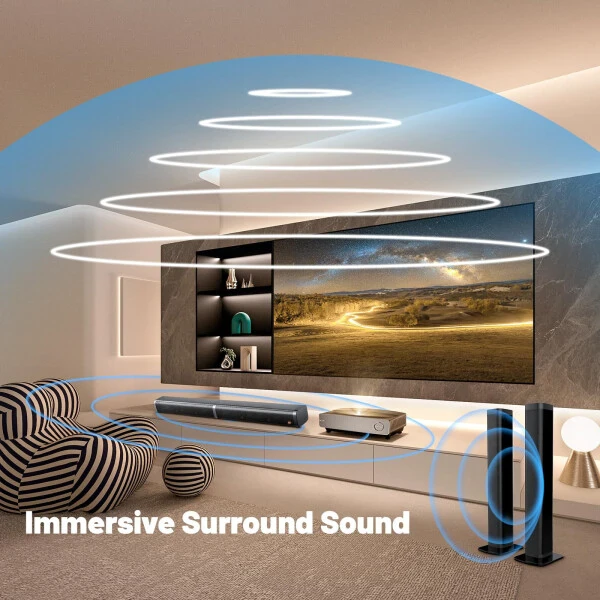 2 in 1 Separable Sound Bars for TV, Bluetooth 5.0 Surround Sound System for TV Wireless Connect, 37 Inch Soundbar for Home Theater, ARC/Optical/USB Cables & Remote TV Speakers, Wall Mountable - CCDES (1)