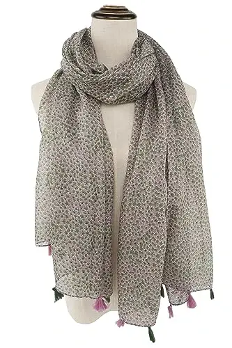 ТВОЯ УЛЫБКА Большой платок в стиле бохо для женщин Легкий платок с цветочным принтом Осенне-зимняя мода Шаль с бахромой - YOUR (1)