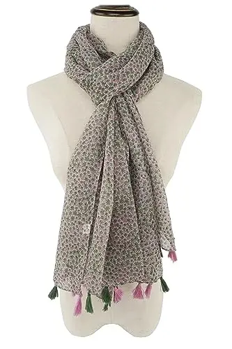 ТВОЯ УЛЫБКА Большой платок в стиле бохо для женщин Легкий платок с цветочным принтом Осенне-зимняя мода Шаль с бахромой - 3