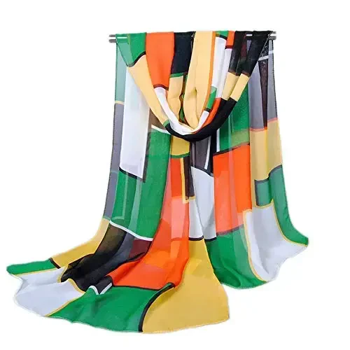 ТВОЯ УЛЫБКА Легкий женский/женский шарф-шаль с цветочным принтом/однотонной расцветкой для весенне-летнего сезона - 5