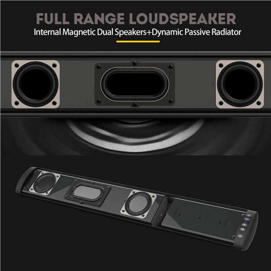 TV/PC/Projektör İçin Ses Çubukları, 3D Stereo Surround Sesli Kablolu ve Kablosuz Ev Sineması TV Hoparlör Çubuğu, Dahili Subwoofer, HD Aramalar İçin Gürültü Engellemeli Mikrofonlu Ses Çubuğu - 8