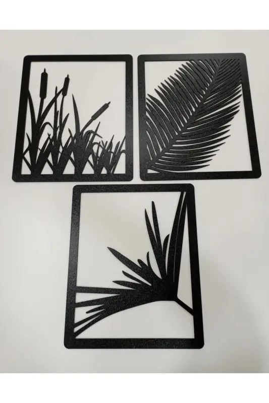 Tvs 3-Piece Laser Cut Decorative Wooden Reed Table Decor Ornament - 1