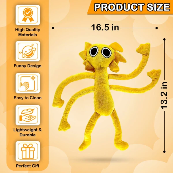TwCare Rainbow Friends Yellow Plush Toy, Soft Stuffed Animal Monsters Doors Plush Doll Toys, Wiki Plushies Toys Gifts for Kids Adults Birthday Thanksgiving Christmas Horror Game Party Favors Fans - TWCARE