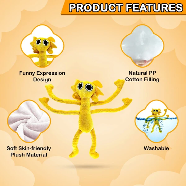 TwCare Rainbow Friends Yellow Plush Toy, Soft Stuffed Animal Monsters Doors Plush Doll Toys, Wiki Plushies Toys Gifts for Kids Adults Birthday Thanksgiving Christmas Horror Game Party Favors Fans - 4