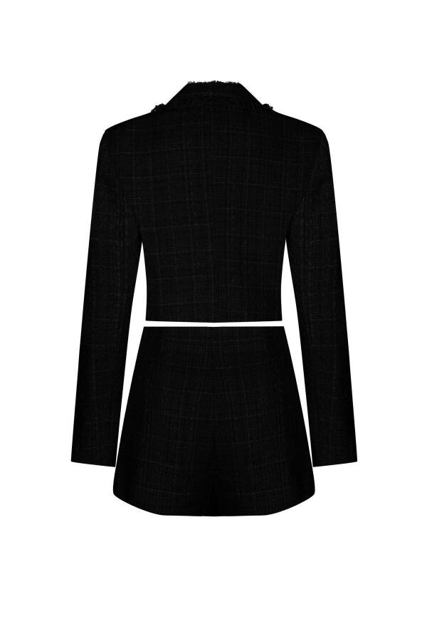 Tweed Black Crop Jacket and Shorts Skirt Suit - 6