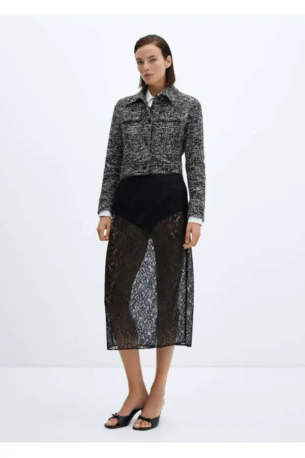 Tweed Jacket with Shirt Collar - 2