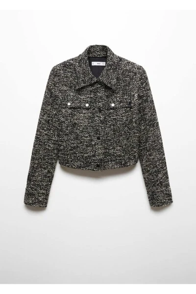 Tweed Jacket with Shirt Collar - 3