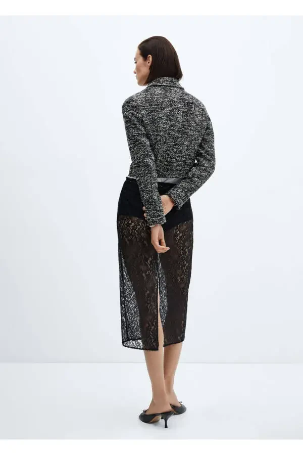 Tweed Jacket with Shirt Collar - 4