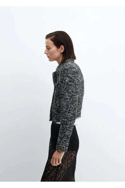 Tweed Jacket with Shirt Collar - 5