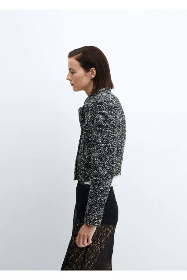 Tweed Jacket with Shirt Collar - 5