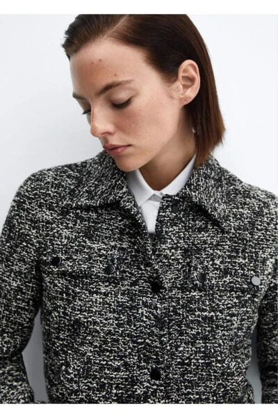 Tweed Jacket with Shirt Collar - 7