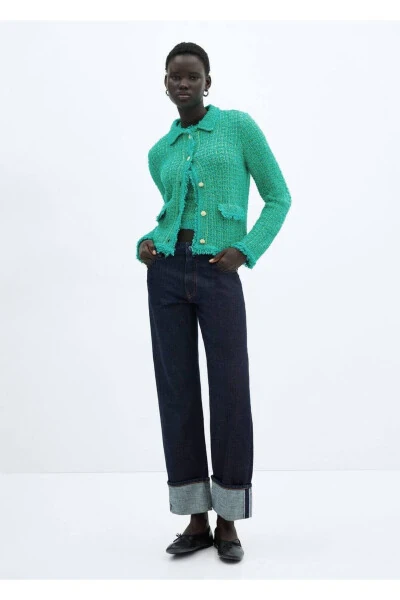 Tweed polo cardigan - MANGO (1)