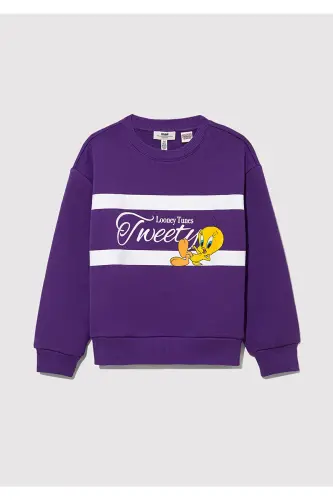 Tweety Baskılı Baskılı Mor Sweatshirt 7S10073-70633 - Mor-70633 - 2