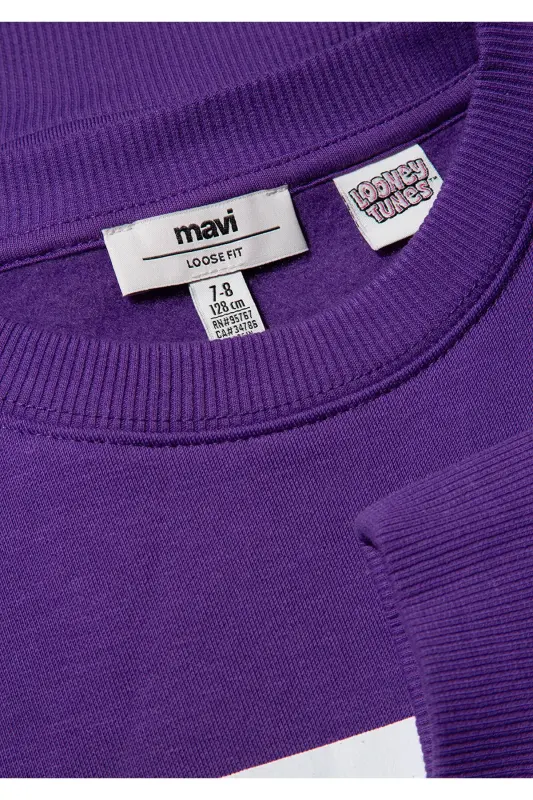 Tweety Baskılı Baskılı Mor Sweatshirt 7S10073-70633 - Mor-70633 - 4