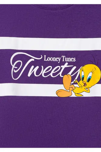 Tweety Baskılı Baskılı Mor Sweatshirt 7S10073-70633 - Mor-70633 - 5