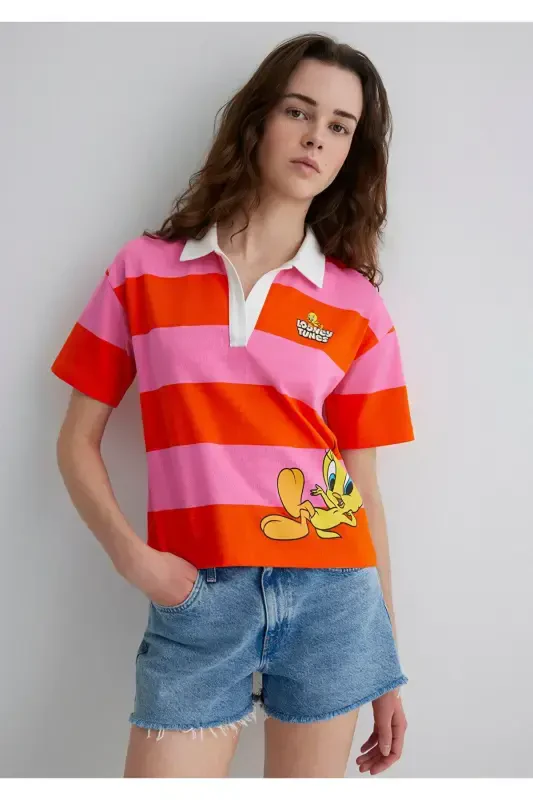 Tweety Baskılı Turuncu Tişört Regular Fit / Normal Kesim 1613369-90732 - MAVI