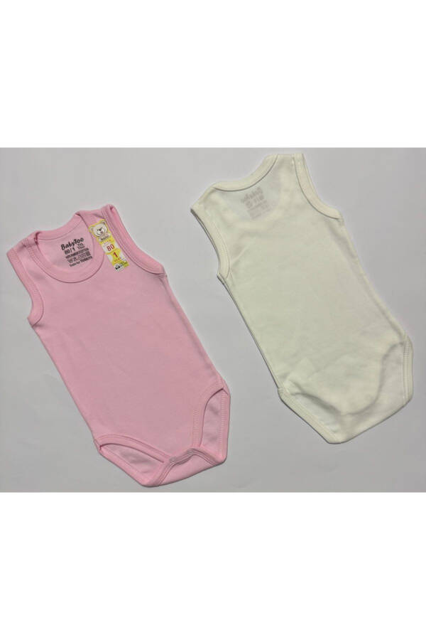 Twin Girl Body Pink and Cream Color Romper Snap Fastener - 2
